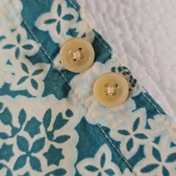 Talbots Women's Blouse Size Small Petite SP Blue Green Tropical Wood Beading - Picture 12 of 15